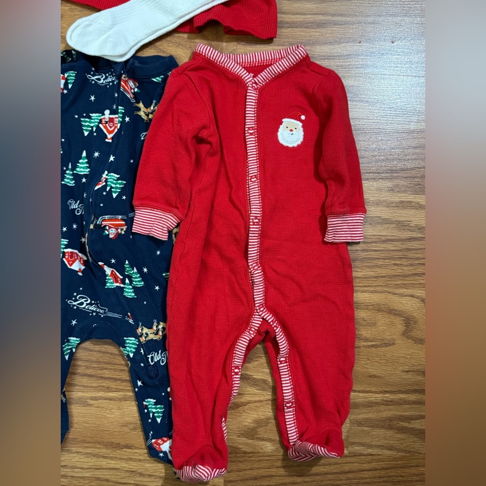 Old Navy Carter's Christmas Dress Reindeer Santa Snowman Bears Footie Pjs - Picture 5 of 8